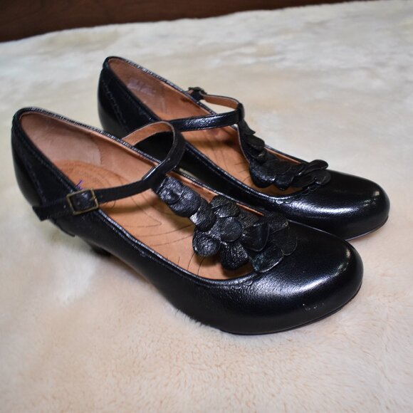 Clarks Indigo Black Leather Mary Jane Heels Size 9 Comfort Dress Shoes - Picture 3 of 13